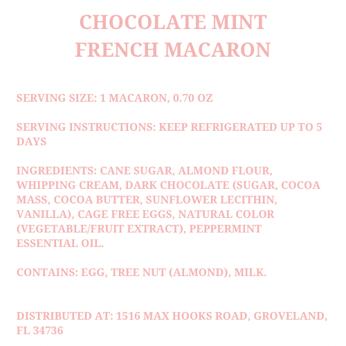 Chocolate Mint French Macaron- While Supplies Last